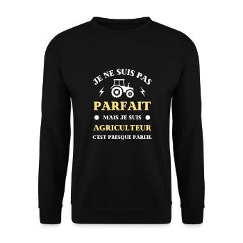 t shirt pas parfait agriculteur humour agricole - Sweat-shirt Unisexe - noir - Devant - Alina (178cm) & Michal (187cm)