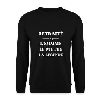 t shirt retraité homme légende humour retraite - Sweat-shirt Unisexe - noir - Devant - Alina (178cm) & Michal (187cm)