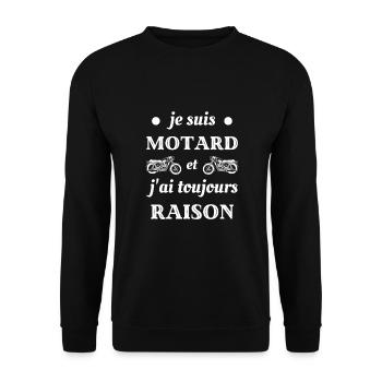 t shirt raison motard humour moto homme biker - Sweat-shirt Unisexe - noir - Devant - Alina (178cm) & Michal (187cm)