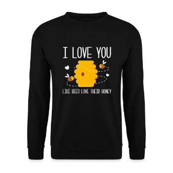 Ich liebe dich wie Bienen ihren Honig lieben - Unisex Pullover - Schwarz - Vorne - Alina (178cm) & Michal (187cm)