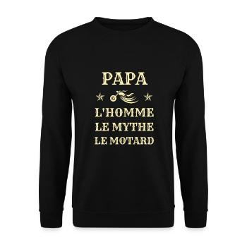 t shirt papa motard mythe humour moto homme biker - Sweat-shirt Unisexe - noir - Devant - Alina (178cm) & Michal (187cm)