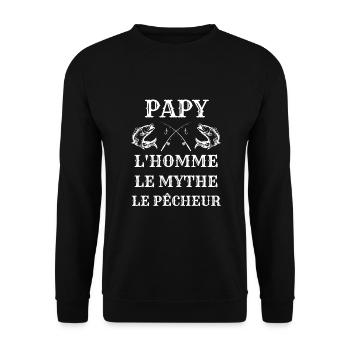 papy pecheur homme mythe humour peche homme papi - Sweat-shirt Unisexe - noir - Devant - Alina (178cm) & Michal (187cm)