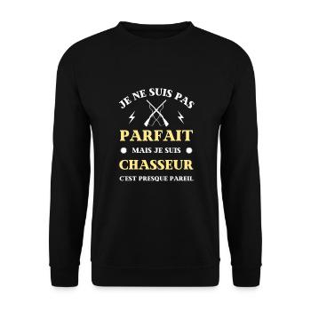 chasseur parfait humour chasse homme papy drole - Sweat-shirt Unisexe - noir - Devant - Alina (178cm) & Michal (187cm)