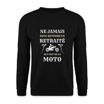 retraite moto humour motard homme papy motard - Sweat-shirt Unisexe - noir - Devant - Alina (178cm) & Michal (187cm)