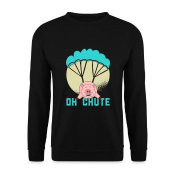 Piglet piglet likes to fly parachute - Unisex Sweatshirt - black - Front - Alina (178cm) & Michal (187cm)