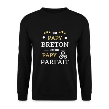 papy breton humour bretagne homme drole breizh - Sweat-shirt Unisexe - noir - Devant - Alina (178cm) & Michal (187cm)