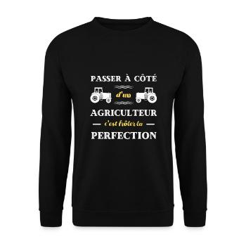 agriculteur perfection humour agricole homme drole - Sweat-shirt Unisexe - noir - Devant - Alina (178cm) & Michal (187cm)
