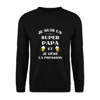 super papa biere humour fete des peres alcool - Sweat-shirt Unisexe - noir - Devant - Alina (178cm) & Michal (187cm)