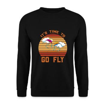 Papierdrachen steigen lassen - Herbst Hobby - Unisex Pullover - Schwarz - Vorne - Alina (178cm) & Michal (187cm)