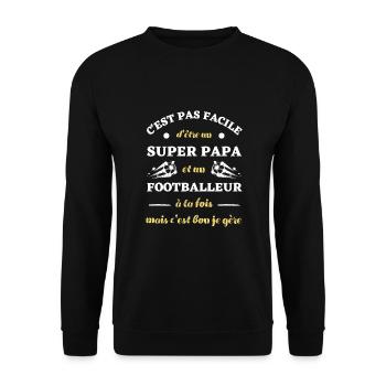 papa footballeur humour foot homme football cadeau - Sweat-shirt Unisexe - noir - Devant - Alina (178cm) & Michal (187cm)