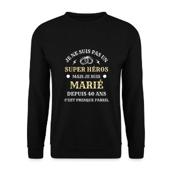 40 ans de mariage humour marié cadeau personnalisé - Sweat-shirt Unisexe - noir - Devant - Alina (178cm) & Michal (187cm)
