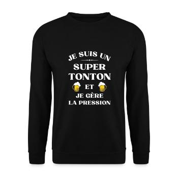 super tonton bière humour tonton personnalisé - Sweat-shirt Unisexe - noir - Devant - Alina (178cm) & Michal (187cm)