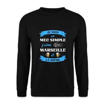 mec simple marseille foot biere humour marseillais - Sweat-shirt Unisexe - noir - Devant - Alina (178cm) & Michal (187cm)