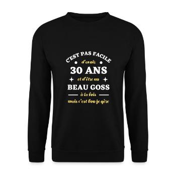 beau goss 30 ans humour anniversaire cadeau homme - Sweat-shirt Unisexe - noir - Devant - Alina (178cm) & Michal (187cm)