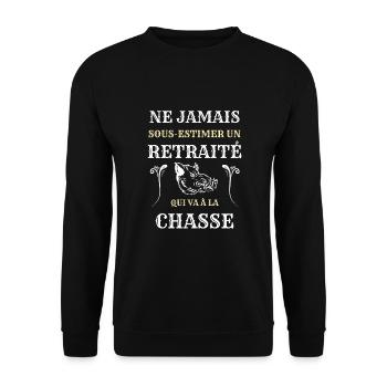 retraite chasse homme humour chasseur cadeau papy - Sweat-shirt Unisexe - noir - Devant - Alina (178cm) & Michal (187cm)