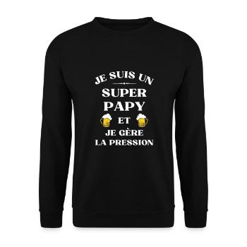 super papy bière humour fete des grands peres - Sweat-shirt Unisexe - noir - Devant - Alina (178cm) & Michal (187cm)