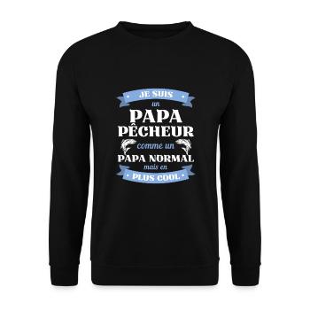 papa pecheur cool humour peche homme cadeau drole - Sweat-shirt Unisexe - noir - Devant - Alina (178cm) & Michal (187cm)