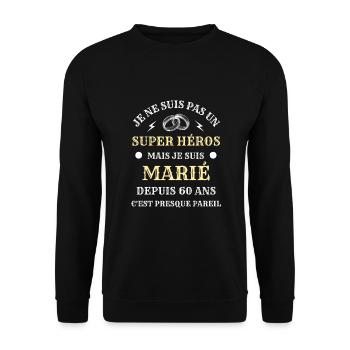 60 ans de mariage homme humour marié cadeau drôle - Sweat-shirt Unisexe - noir - Devant - Alina (178cm) & Michal (187cm)
