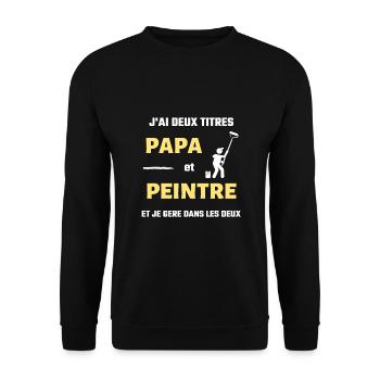 papa peintre humour peinture homme cadeau drole - Sweat-shirt Unisexe - noir - Devant - Alina (178cm) & Michal (187cm)