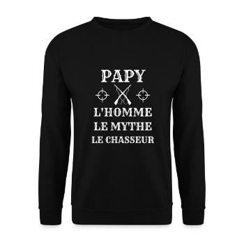 papy chasseur homme mythe humour chasse homme papi - Sweat-shirt Unisexe - noir - Devant - Alina (178cm) & Michal (187cm)