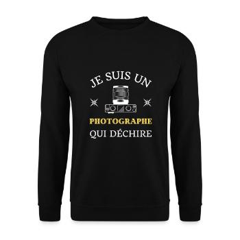 photographe qui déchire humour photo cadeau drole - Sweat-shirt Unisexe - noir - Devant - Alina (178cm) & Michal (187cm)