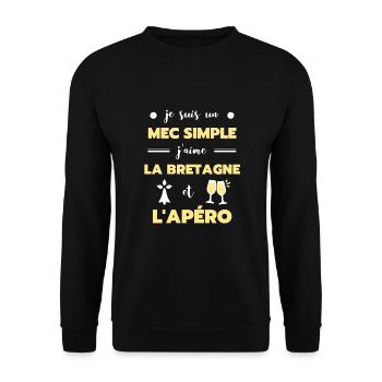 mec simple bretagne apéro humour breton cadeau - Sweat-shirt Unisexe - noir - Devant - Alina (178cm) & Michal (187cm)