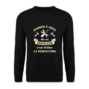 perfection bricoleur humour bricolage homme papy - Sweat-shirt Unisexe - noir - Devant - Alina (178cm) & Michal (187cm)