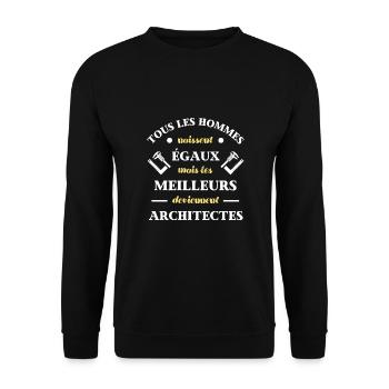 hommes égaux architecte homme humour architecture - Sweat-shirt Unisexe - noir - Devant - Alina (178cm) & Michal (187cm)