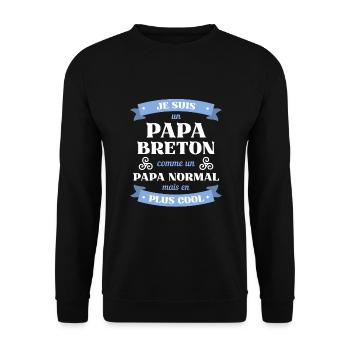 papa breton cool humour bretagne homme cadeau - Sweat-shirt Unisexe - noir - Devant - Alina (178cm) & Michal (187cm)