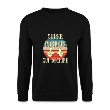 super parrain qui déchire humour filleul filleule - Sweat-shirt Unisexe - noir - Devant - Alina (178cm) & Michal (187cm)