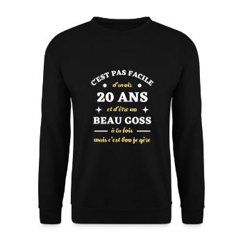 beau goss 20 ans homme anniversaire cadeau humour - Sweat-shirt Unisexe - noir - Devant - Alina (178cm) & Michal (187cm)
