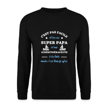 c est pas facile papa kiné humour kinésithérapeute - Sweat-shirt Unisexe - noir - Devant - Alina (178cm) & Michal (187cm)