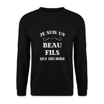 beau fils qui dechire humour gendre homme cadeau - Sweat-shirt Unisexe - noir - Devant - Alina (178cm) & Michal (187cm)