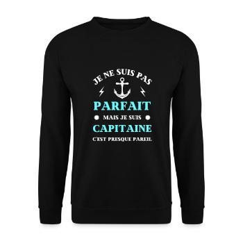 pas parfait capitaine humour bateau homme marin - Sweat-shirt Unisexe - noir - Devant - Alina (178cm) & Michal (187cm)