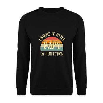 papy perfection humour fête des grands pères papi - Sweat-shirt Unisexe - noir - Devant - Alina (178cm) & Michal (187cm)
