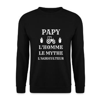 papy agriculteur humour agricole homme agriculture - Sweat-shirt Unisexe - noir - Devant - Alina (178cm) & Michal (187cm)