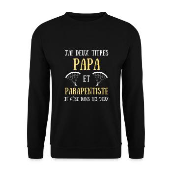 papa parapentiste titres humour parapente homme - Sweat-shirt Unisexe - noir - Devant - Alina (178cm) & Michal (187cm)