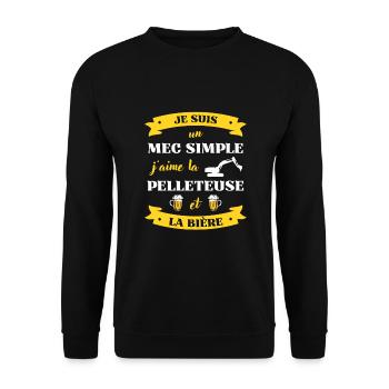 mec simple pelleteuse biere humour engin chantier - Sweat-shirt Unisexe - noir - Devant - Alina (178cm) & Michal (187cm)