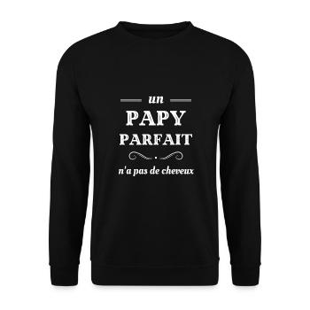 papy chauve pas de cheveux humour papi idée cadeau - Sweat-shirt Unisexe - noir - Devant - Alina (178cm) & Michal (187cm)