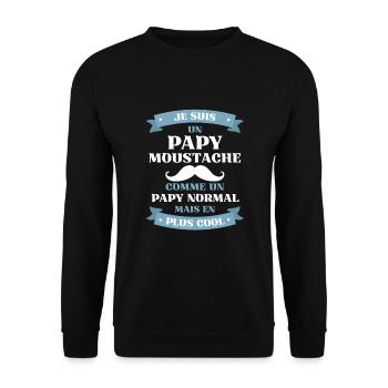 papy moustache humour papi idée cadeau grand père - Sweat-shirt Unisexe - noir - Devant - Alina (178cm) & Michal (187cm)