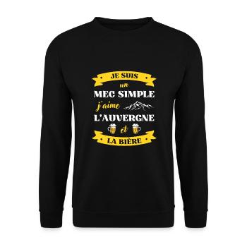 mec simple auvergne biere homme humour auvergnat - Sweat-shirt Unisexe - noir - Devant - Alina (178cm) & Michal (187cm)