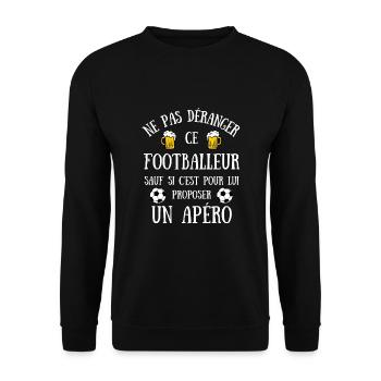 footballeur apéro humour foot homme idée cadeau - Sweat-shirt Unisexe - noir - Devant - Alina (178cm) & Michal (187cm)