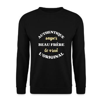 authentique super beau frere humour beauf homme - Sweat-shirt Unisexe - noir - Devant - Alina (178cm) & Michal (187cm)