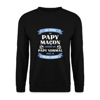 papy maçon homme humour maçonnerie chantier cadeau - Sweat-shirt Unisexe - noir - Devant - Alina (178cm) & Michal (187cm)