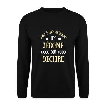 Jérôme qui déchire homme idée cadeau humour drole - Sweat-shirt Unisexe - noir - Devant - Alina (178cm) & Michal (187cm)