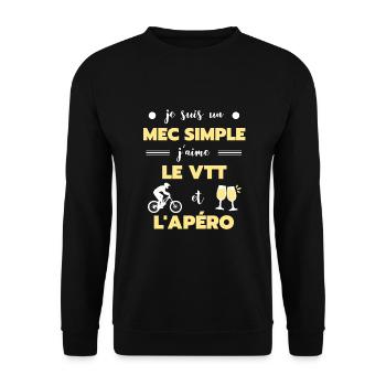 mec simple vtt apéro humour vététiste homme rigolo - Sweat-shirt Unisexe - noir - Devant - Alina (178cm) & Michal (187cm)
