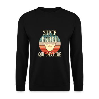 super barbu qui dechire humour barbe homme cadeau - Sweat-shirt Unisexe - noir - Devant - Alina (178cm) & Michal (187cm)