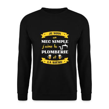 mec simple plomberie biere humour plombier homme - Sweat-shirt Unisexe - noir - Devant - Alina (178cm) & Michal (187cm)
