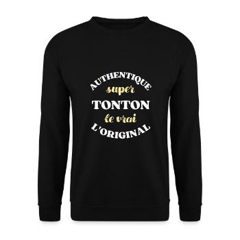 super tonton original humour oncle idée cadeau - Sweat-shirt Unisexe - noir - Devant - Alina (178cm) & Michal (187cm)