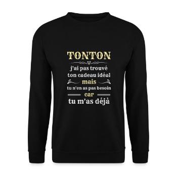 tonton tu mas deja humour oncle homme idée cadeau - Sweat-shirt Unisexe - noir - Devant - Alina (178cm) & Michal (187cm)